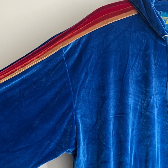 AVIATOR NATION Royal Blue Velour Hoodie with Stripes Women’s Size L NWT - Picture 4 of 11